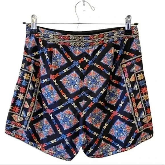 Hollister Shorts High Rise Boho Aztec Tribal Print Black Blue  Red Size 00 XXS - Picture 2 of 13